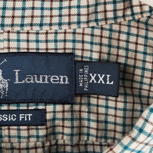 Ralph Lauren Soft Lightweight Flannel Button Up Shirt 2XL Classic Green Check - Picture 8 of 16